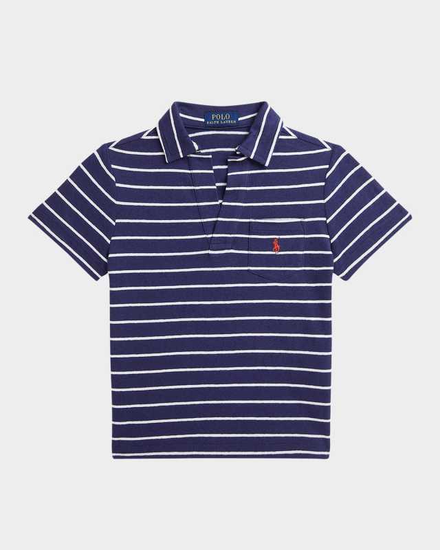 Boy's Linen Striped Polo Shirt, Size 2-